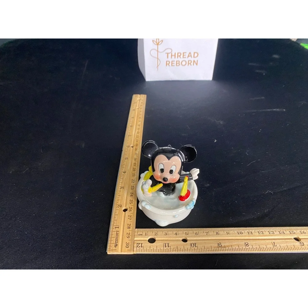 Vintage Mickey Mouse Bathing Figurine Disney Ceramic with‎ Rubber Duck